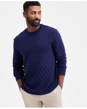 Club Room Quilted Crewneck Sweatshirt - Blue