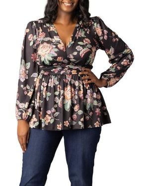 Kiyonna Plus Size Leah Long Sleeve Tunic Top - Black