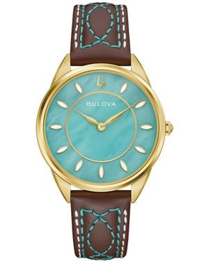 Bulova Stetson Sutton Leather Strap Watch 34.5mm - Brown