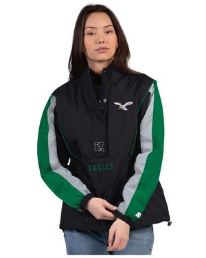 Starter Black/kelly Green Philadelphia Eagles Thursday Night Gridiron Half-zip Jacket