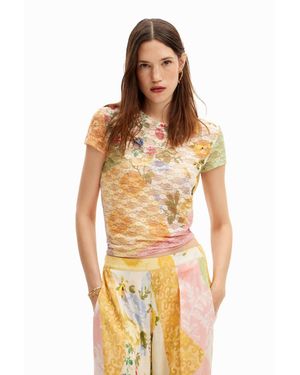 Desigual Lace T-shirt - Metallic