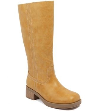 Sugar Hayzel Mid Shaft Moto Stacked-heel Booties - Brown