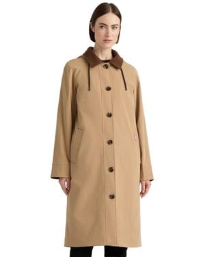 HUNTER Daisy Padded Longline Hooded Trench Coat - Natural