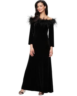 Alex Evenings Off-the-shoulder Velvet Dress - Black