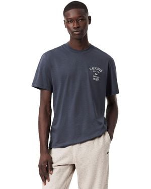 Lacoste Embroidery Accent Short-sleeve Classic-fit Cotton Crewneck T-shirt - Blue