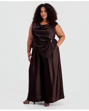 Muse Plus Size Asymmetrical Draped Top - Black