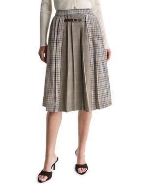 BCBGMAXAZRIA Pleated A-line Long Midi Skirt - Multicolor