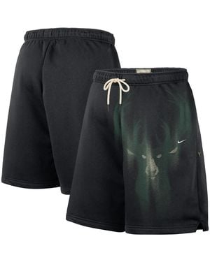 Nike Black/ White Milwaukee Bucks Icon Practice Fleece Shorts