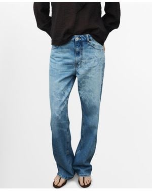 Mango Floral Pattern Straight-leg Jeans - Blue