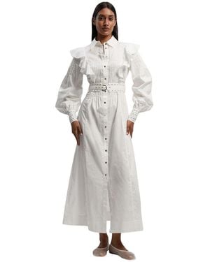 Karen Millen Cotton Studded Maxi Shirt Dress - White