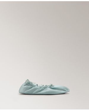 Mango Elastic Satin Ballet Flats - Blue