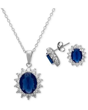 Macy's 2-piece Set Lab Grown White Opal (1.50 Ct. T.w. - Blue
