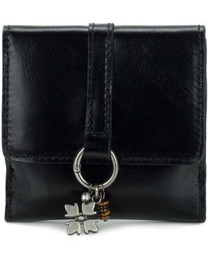 Patricia Nash Verla Boxed Full Grain Leather Trifold Wallet - Black