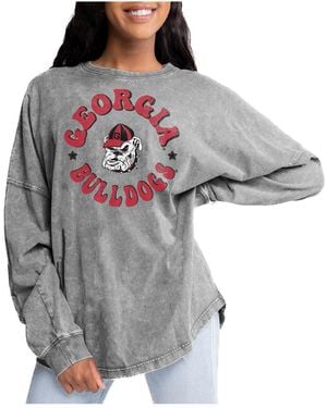 Gameday Couture Georgia Bulldogs Playing Around Faded Wash Oversized Long Sleeve T-shirt - Gray