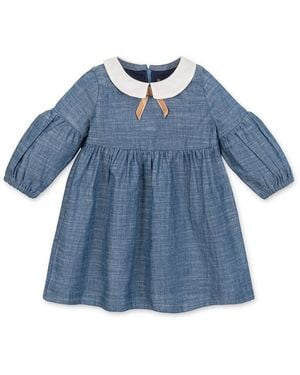 Hope & Henry Little And Big Girls' Organic Empire Waist Peter Pan Collar Chambray Dress - Blue