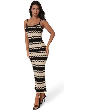 Bebe Stripe Crochet Keyhole Maxi Dress - White