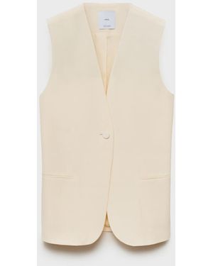 Mango Flowy Suit Vest - White