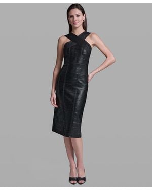 BCBGMAXAZRIA Black Bandage Midi Dress