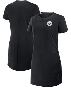 Fanatics Pittsburgh Steelers Ruched Drape T-shirt Dress - Black