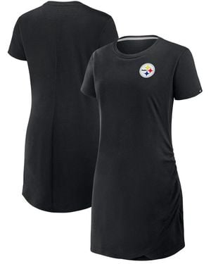 Fanatics Pittsburgh Steelers Ruched Drape T-shirt Dress - Black