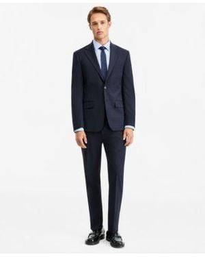 Calvin Klein Slim Fit Wool Blend Plaid Suit Separates - Blue