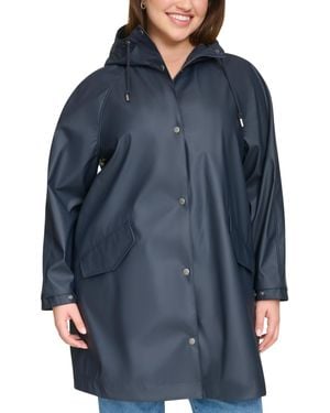 Levi's Plus Size Raglan-sleeve Hooded Rain Jacket - Blue
