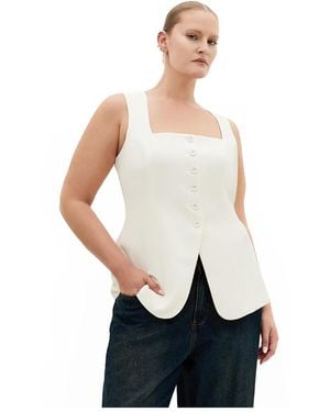 City Chic Plus Size Abbie Tailored Square-neck Vest - White