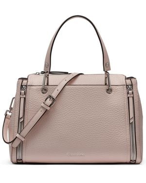 Calvin Klein Garnet Triple Compartment Top Zipper Satchel - Gray