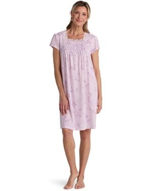 Miss Elaine Short-sleeve Solid Short Gown - Red
