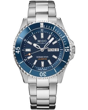 MIDO Swiss-automatic Ocean Star 200 Water-resistant Dial Stainless Steel Watch - Blue