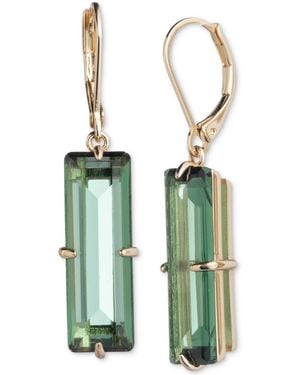 Ralph Lauren Gold-tone Baguette Stone Drop Earrings - Green