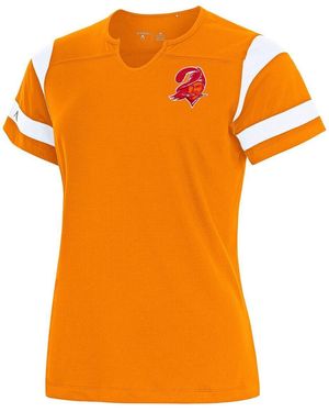 Antigua Tampa Bay Buccaneers Encounter Short Sleeve Notch Neck Top - Orange