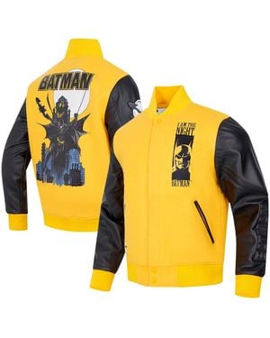 FREEZE MAX Batman Comics I Am The Night Full-zip Varsity Jacket - Yellow