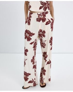 Mango Printed Pleated Pants - Red