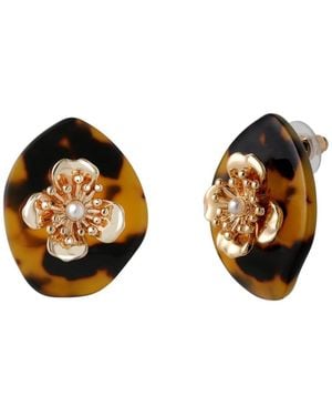 Jessica Simpson Leopard Acrylic Flower Stud Earrings - Multicolor