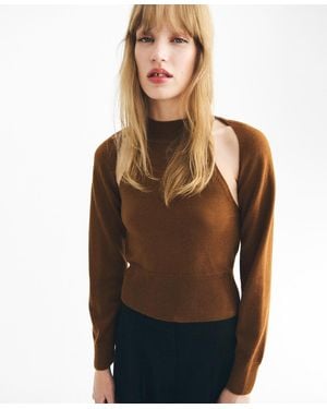 Mango Cardigan-style Detailing Sweater - Brown