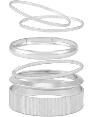 Guess 6-pc. Set Multi Size Polished Bangle Bracelets - White