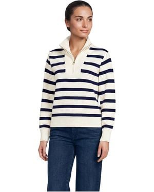 Lands' End Drifter Slim Quarter-zip Drop-shoulder Pullover - Blue