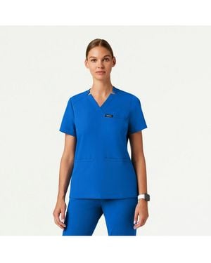 Jaanuu Helia 3-pocket Slim Notched V-neck Scrub Top - Blue