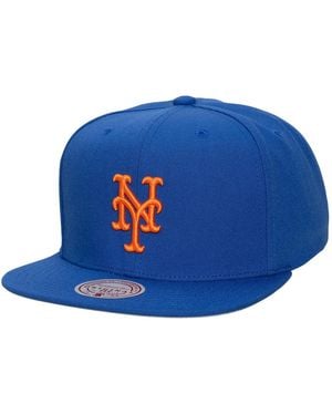 Mitchell & Ness New York Mets Side Logo Snapback Hat - Blue