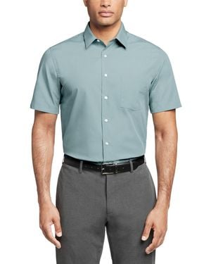 Van Heusen Poplin Solid Short-sleeve Dress Shirt - Blue