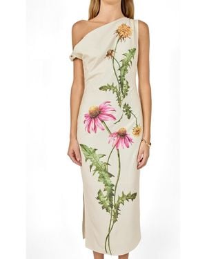 Endless Rose One Shoulder Flower Detail Maxi Dress - Metallic