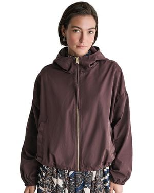 BCBGMAXAZRIA Zip-front Drawcord Hoodie Jacket - Brown