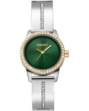 DKNY Half Bangle Quartz Two-tone Stainless Steel Watch 28mm - Green