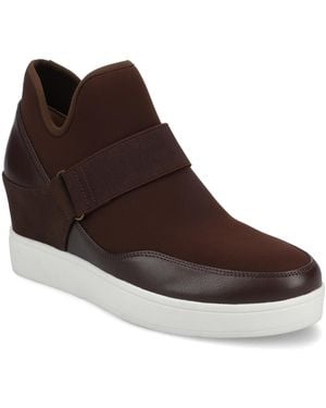 Journee Collection Damari Stretch Comfort Wedge Sneakers - Brown