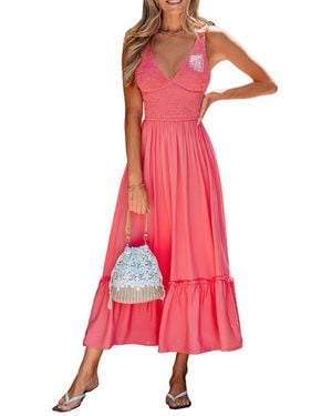 CUPSHE Summer Flame Coral Maxi Beach Dress - Red