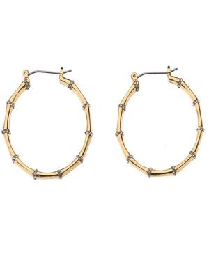 Nicole Miller Tone Crystal Accents Hoop Earrings - Metallic