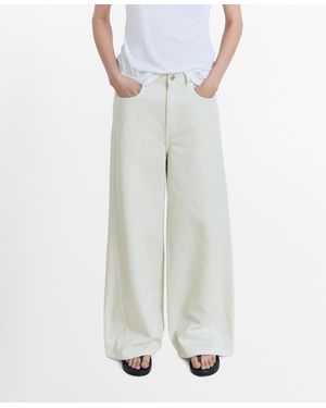 Mango Wide Leg Mid-rise Jeans - White