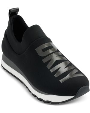 DKNY Logo Manmade Casual And Fashion Sneakers - Black