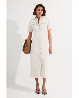 Karen Millen Denim Midi Shirt Dress - White